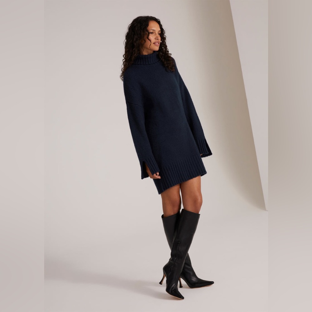 New Favorite Daughter The St. James Wool-Cashmere Dress | Navy Size Small